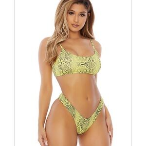 Forplay large yellow  Snakeskin Print Bikini new with tags